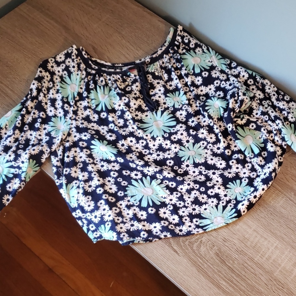 Blue and white floral Justice Top